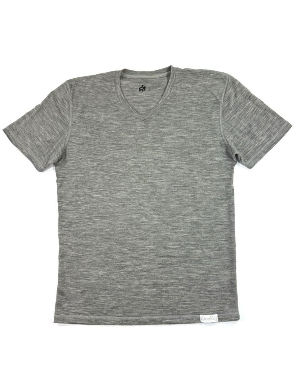 Woolly Mens Merino T-Shirt Size Medium Gray Short Sleeve V-Neck Outdoor Casual